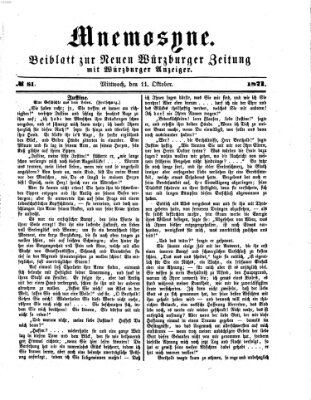 Mnemosyne (Neue Würzburger Zeitung) Mittwoch 11. Oktober 1871