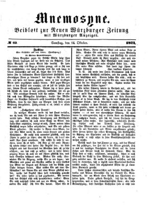 Mnemosyne (Neue Würzburger Zeitung) Samstag 14. Oktober 1871