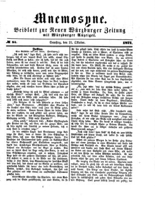 Mnemosyne (Neue Würzburger Zeitung) Samstag 21. Oktober 1871