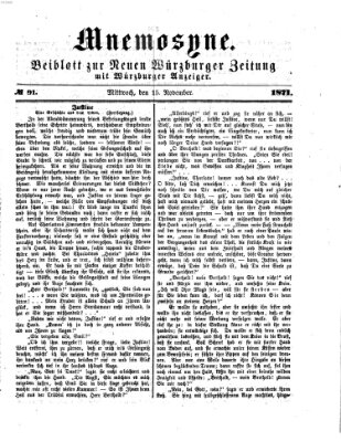 Mnemosyne (Neue Würzburger Zeitung) Mittwoch 15. November 1871