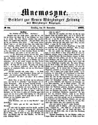 Mnemosyne (Neue Würzburger Zeitung) Samstag 18. November 1871