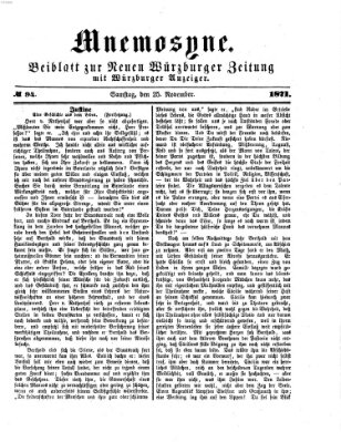 Mnemosyne (Neue Würzburger Zeitung) Samstag 25. November 1871