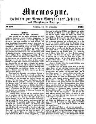 Mnemosyne (Neue Würzburger Zeitung) Samstag 16. Dezember 1871