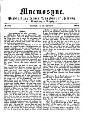 Mnemosyne (Neue Würzburger Zeitung) Mittwoch 20. Dezember 1871