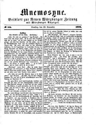 Mnemosyne (Neue Würzburger Zeitung) Samstag 23. Dezember 1871