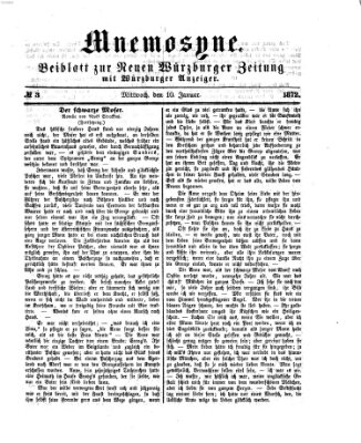 Mnemosyne (Neue Würzburger Zeitung) Mittwoch 10. Januar 1872