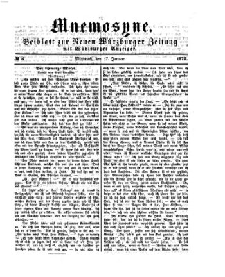 Mnemosyne (Neue Würzburger Zeitung) Mittwoch 17. Januar 1872