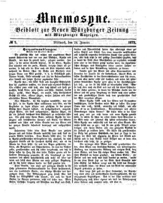 Mnemosyne (Neue Würzburger Zeitung) Mittwoch 24. Januar 1872