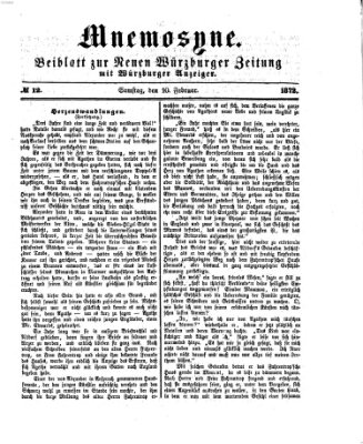 Mnemosyne (Neue Würzburger Zeitung) Samstag 10. Februar 1872