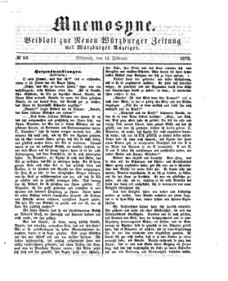 Mnemosyne (Neue Würzburger Zeitung) Mittwoch 14. Februar 1872