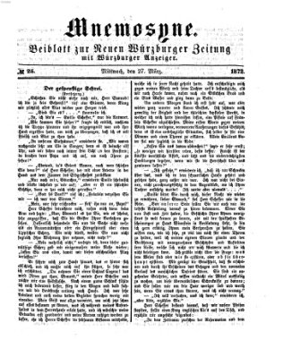 Mnemosyne (Neue Würzburger Zeitung) Mittwoch 27. März 1872