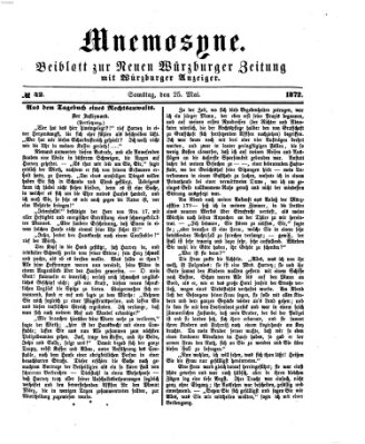 Mnemosyne (Neue Würzburger Zeitung) Samstag 25. Mai 1872