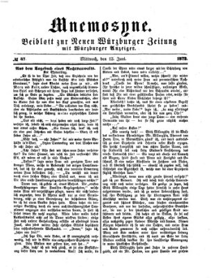 Mnemosyne (Neue Würzburger Zeitung) Mittwoch 12. Juni 1872