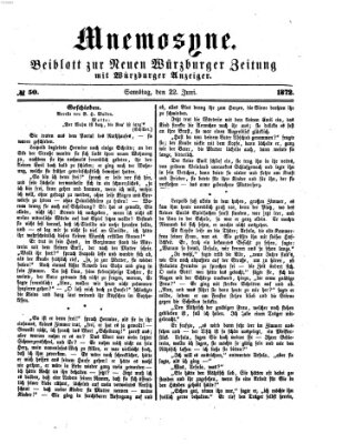 Mnemosyne (Neue Würzburger Zeitung) Samstag 22. Juni 1872