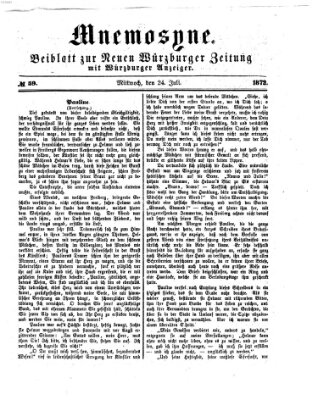 Mnemosyne (Neue Würzburger Zeitung) Mittwoch 24. Juli 1872