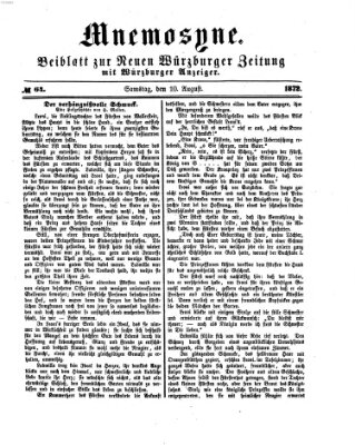 Mnemosyne (Neue Würzburger Zeitung) Samstag 10. August 1872