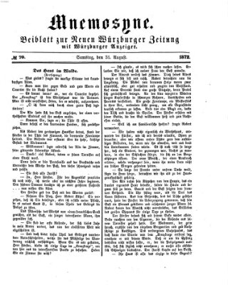 Mnemosyne (Neue Würzburger Zeitung) Samstag 31. August 1872