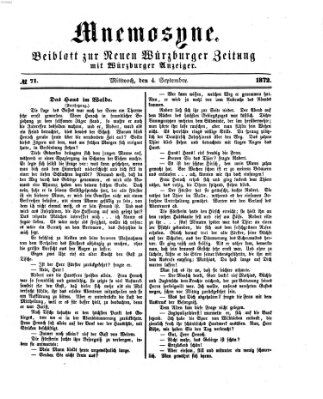 Mnemosyne (Neue Würzburger Zeitung) Mittwoch 4. September 1872