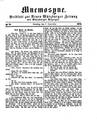 Mnemosyne (Neue Würzburger Zeitung) Samstag 7. September 1872