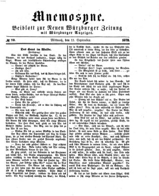 Mnemosyne (Neue Würzburger Zeitung) Mittwoch 11. September 1872