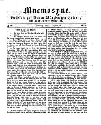 Mnemosyne (Neue Würzburger Zeitung) Samstag 21. September 1872