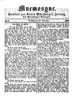 Mnemosyne (Neue Würzburger Zeitung) Samstag 28. September 1872