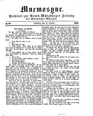 Mnemosyne (Neue Würzburger Zeitung) Samstag 12. Oktober 1872