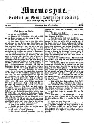 Mnemosyne (Neue Würzburger Zeitung) Samstag 19. Oktober 1872