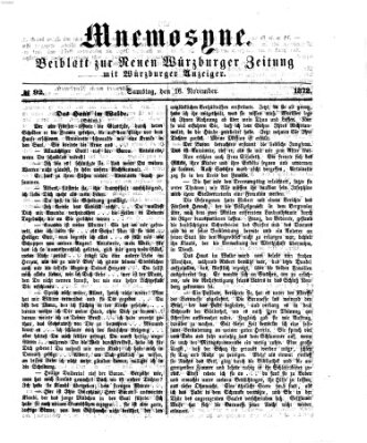 Mnemosyne (Neue Würzburger Zeitung) Samstag 16. November 1872