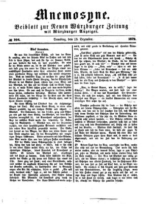 Mnemosyne (Neue Würzburger Zeitung) Samstag 28. Dezember 1872