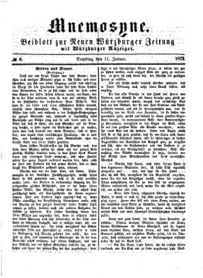 Mnemosyne (Neue Würzburger Zeitung) Samstag 11. Januar 1873