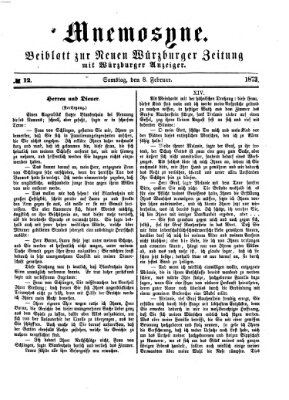 Mnemosyne (Neue Würzburger Zeitung) Samstag 8. Februar 1873