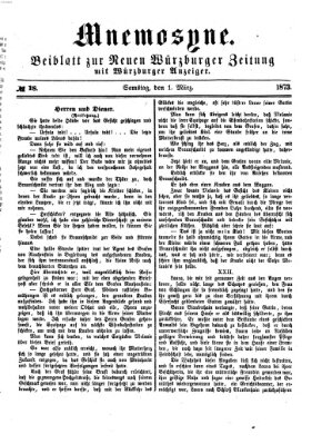 Mnemosyne (Neue Würzburger Zeitung) Samstag 1. März 1873