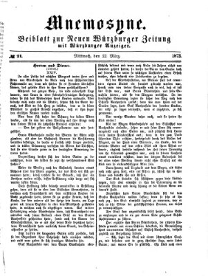 Mnemosyne (Neue Würzburger Zeitung) Mittwoch 12. März 1873