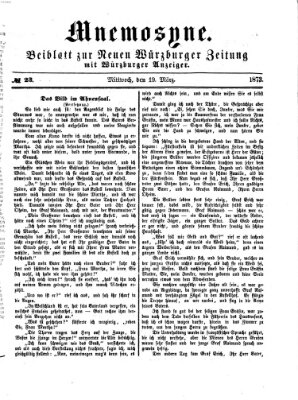 Mnemosyne (Neue Würzburger Zeitung) Mittwoch 19. März 1873