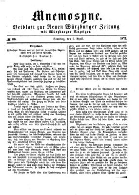 Mnemosyne (Neue Würzburger Zeitung) Samstag 5. April 1873