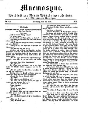 Mnemosyne (Neue Würzburger Zeitung) Mittwoch 21. Mai 1873