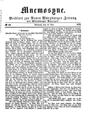 Mnemosyne (Neue Würzburger Zeitung) Mittwoch 28. Mai 1873