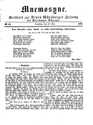 Mnemosyne (Neue Würzburger Zeitung) Samstag 31. Mai 1873