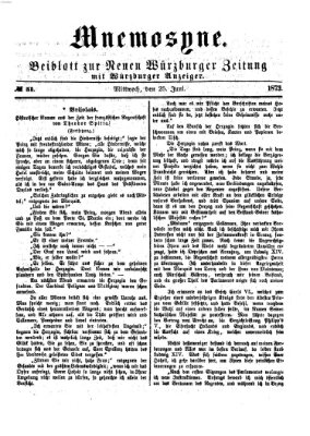 Mnemosyne (Neue Würzburger Zeitung) Mittwoch 25. Juni 1873