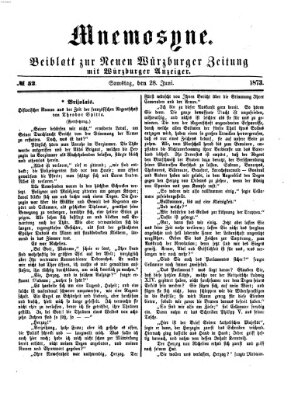 Mnemosyne (Neue Würzburger Zeitung) Samstag 28. Juni 1873