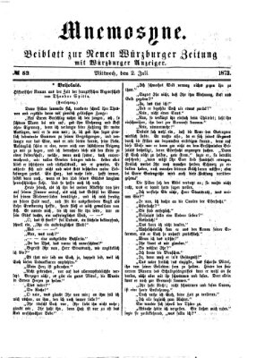 Mnemosyne (Neue Würzburger Zeitung) Mittwoch 2. Juli 1873