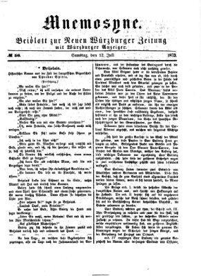 Mnemosyne (Neue Würzburger Zeitung) Samstag 12. Juli 1873