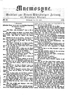 Mnemosyne (Neue Würzburger Zeitung) Mittwoch 23. Juli 1873