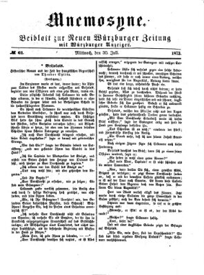 Mnemosyne (Neue Würzburger Zeitung) Mittwoch 30. Juli 1873