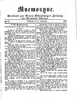 Mnemosyne (Neue Würzburger Zeitung) Mittwoch 17. September 1873