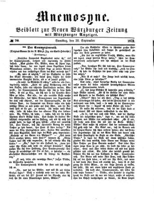 Mnemosyne (Neue Würzburger Zeitung) Samstag 20. September 1873