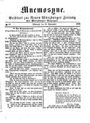 Mnemosyne (Neue Würzburger Zeitung) Mittwoch 24. September 1873