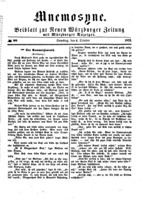 Mnemosyne (Neue Würzburger Zeitung) Samstag 4. Oktober 1873