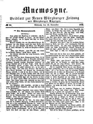 Mnemosyne (Neue Würzburger Zeitung) Mittwoch 12. November 1873